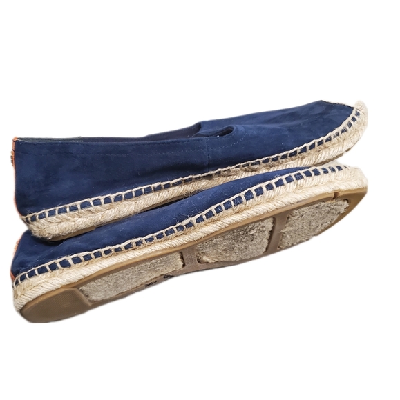 Tory Burch Rivera Suede espadrille boat shoe flats Navy 10 - Picture 3 of 7